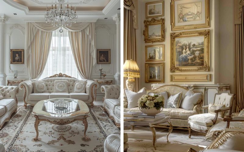 Phụ kiện trang trí phong cách Classic không thể thiếu đèn chùm pha lê và tranh tường Phục Hưng