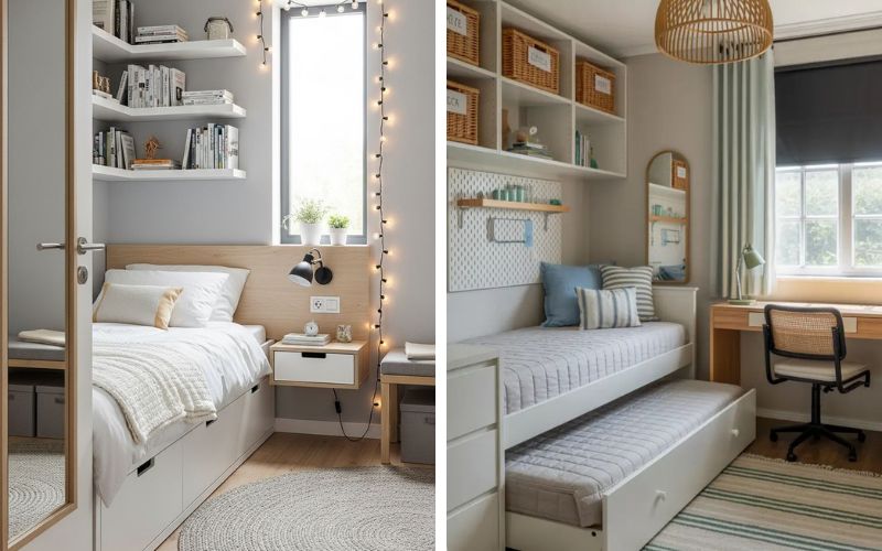 Nội thất thông minh là yếu tố then chốt giúp phòng ngủ 7m2 trở nên gọn gàng và tiện nghi hơn